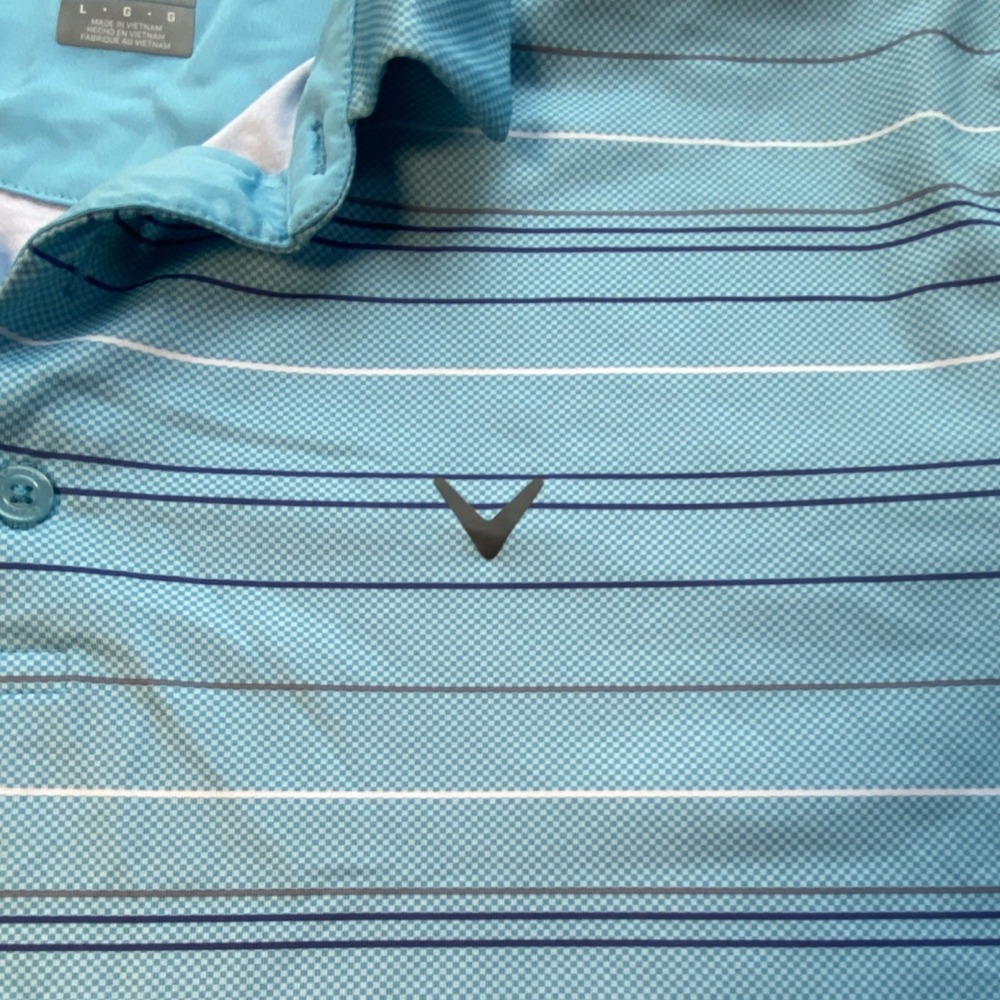 Callaway Golf Opti-Dri Men's Striped Polo Shirts Pink Blue Size L - Picture 5 of 10